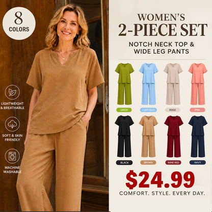 Women's Plus Size Elegant Wide Leg Pants Set