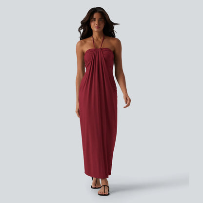 Halter Tie Back Maxi Dress with Pockets