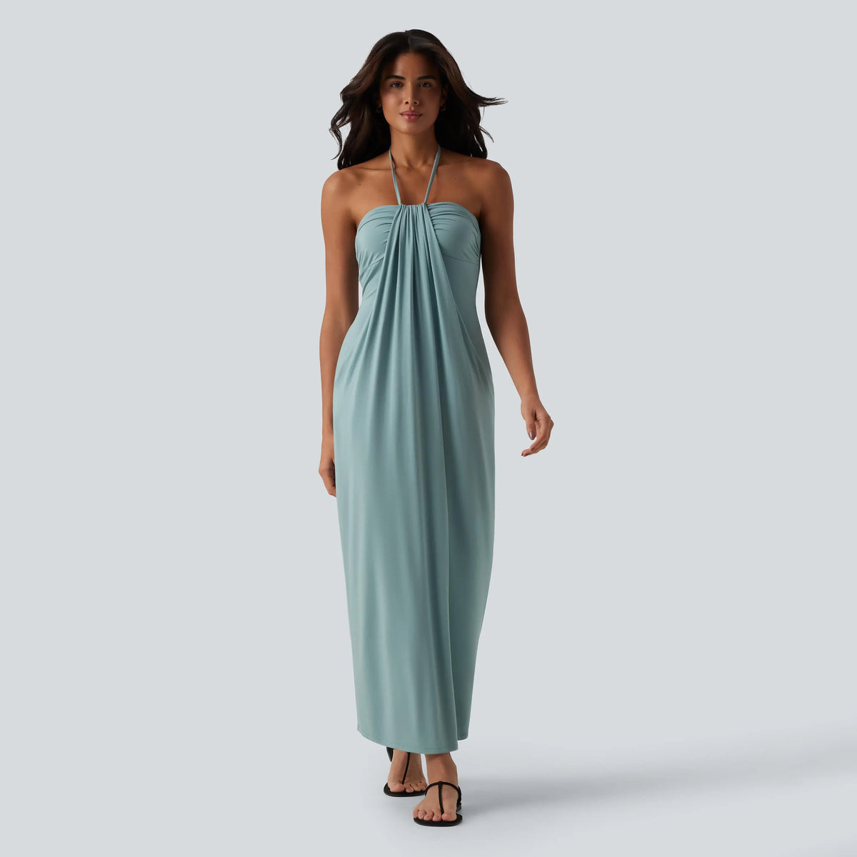 Halter Tie Back Maxi Dress with Pockets