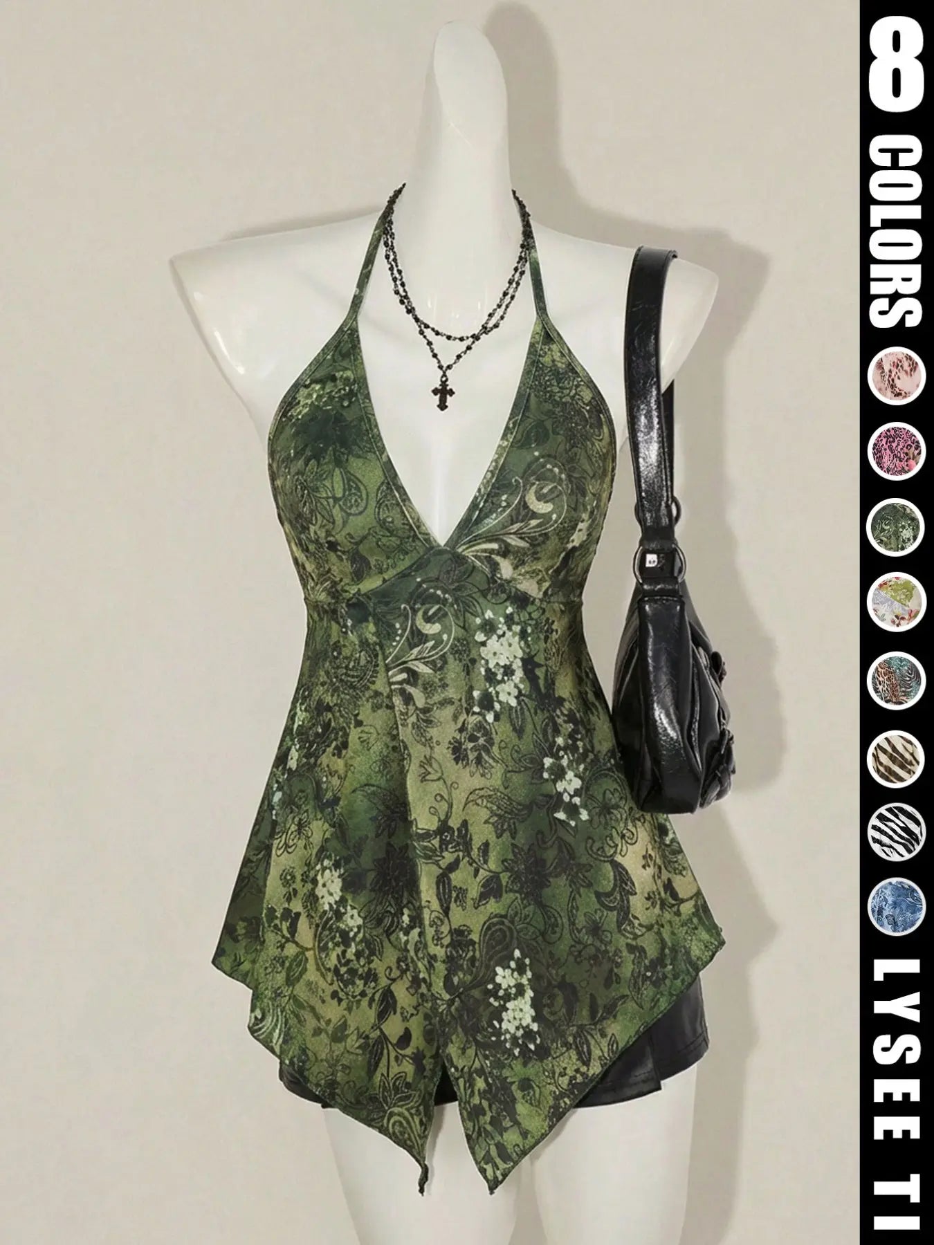 Y2K Women's Summer Butterfly Printed Sexy Elegant Casual Sleeveless Halter Neck Strap Womenswear Top Halter Crop Top